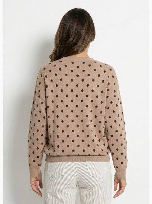 Pull à pois col rond, maille jacquard - AFIBEL - Kiabi