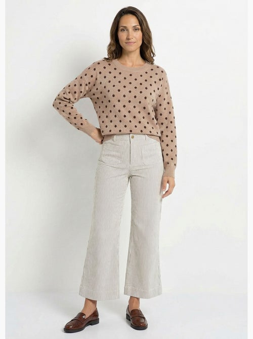 Pull à pois col rond, maille jacquard - AFIBEL - Kiabi