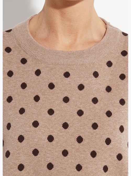 Pull à pois col rond, maille jacquard - AFIBEL - Kiabi