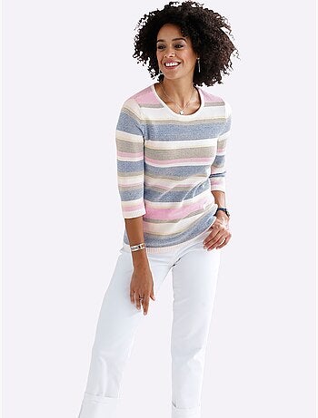 Pull à Rayures 50% Coton - Taille Standard - Moda Vilona