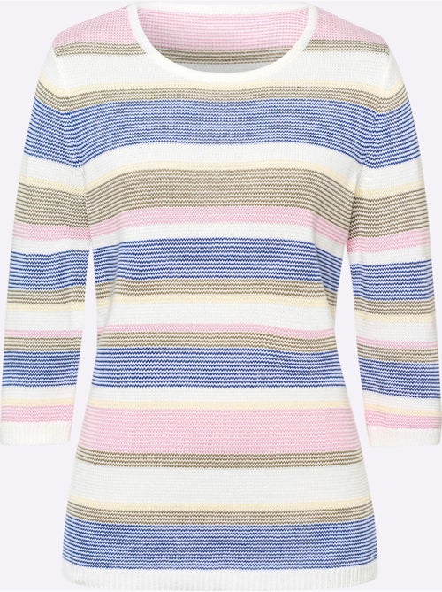 Pull à Rayures 50% Coton - Taille Standard - Moda Vilona - Kiabi Pull à Rayures 50% Coton - Taille Standard - Moda Vilona - Kiabi