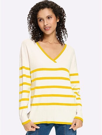 Pull à Rayures 70% Viscose - Taille Standard - Helline