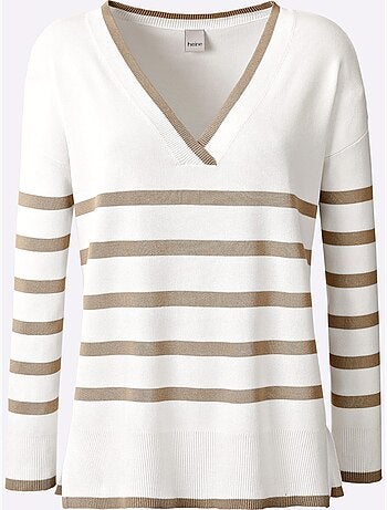 Pull à Rayures 70% Viscose - Taille Standard - Helline