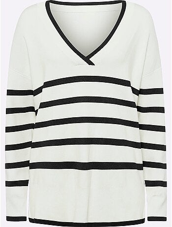 Pull à Rayures 70% Viscose - Taille Standard - Helline