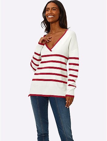 Pull à Rayures 70% Viscose - Taille Standard - Helline