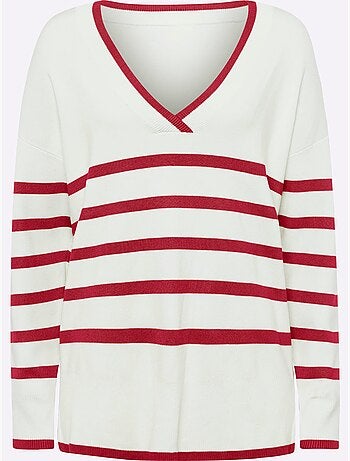 Pull à Rayures 70% Viscose - Taille Standard - Helline