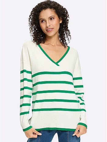 Pull à Rayures 70% Viscose - Taille Standard - Helline