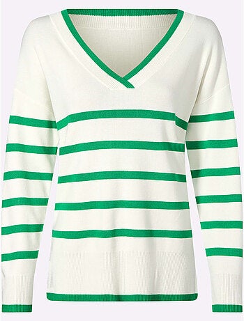 Pull à Rayures 70% Viscose - Taille Standard - Helline