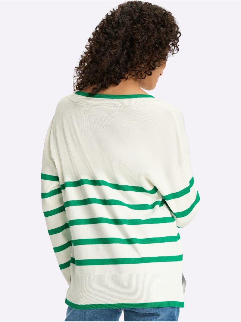 Pull à Rayures 70% Viscose - Taille Standard - Helline Vert - Kiabi