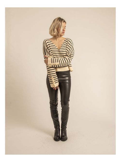 Pull à rayures col V KAPUCINE - Kiabi