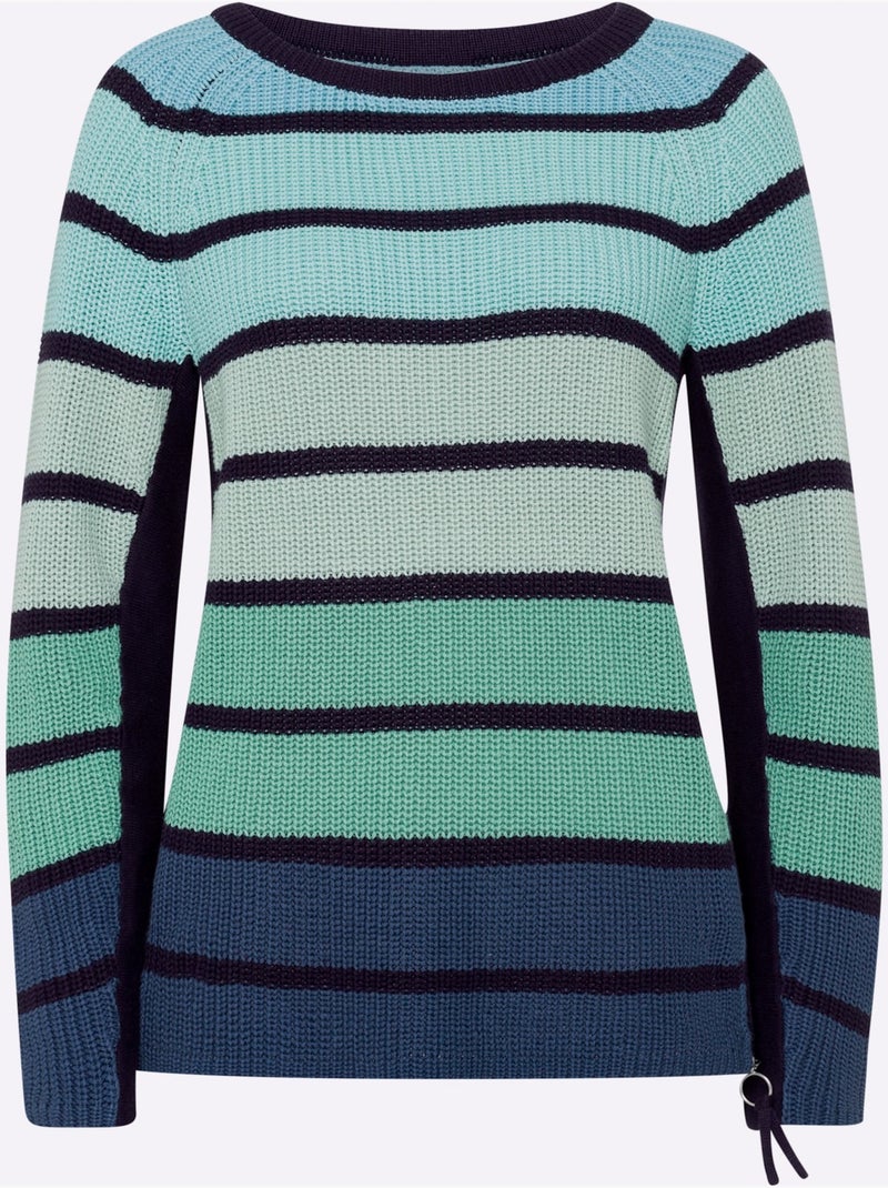Pull à Rayures Dégradé De Couleurs Mode - Taille Standard - Helline Bleu Vert - Kiabi