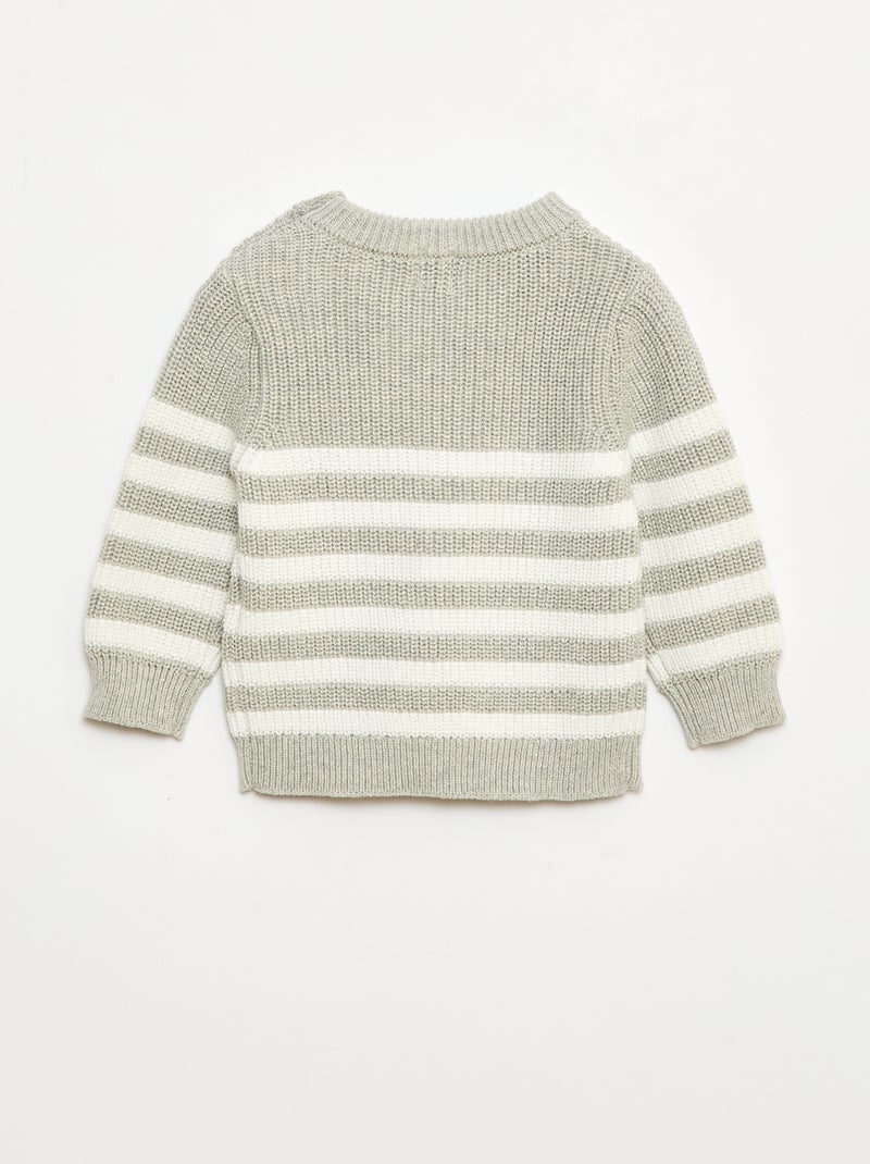 Pull à rayures en coton Gris - Kiabi