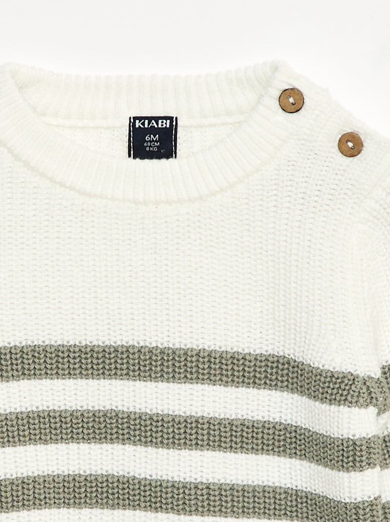 Sweat garçon col rond motif placé - blanc chiné, Garçon