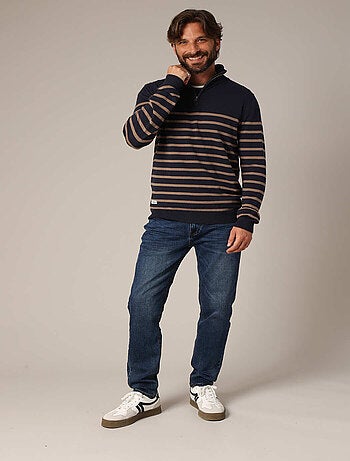 Pull à rayures et col montant zippé 'Deeluxe'