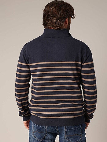 Pull à rayures et col montant zippé 'Deeluxe'