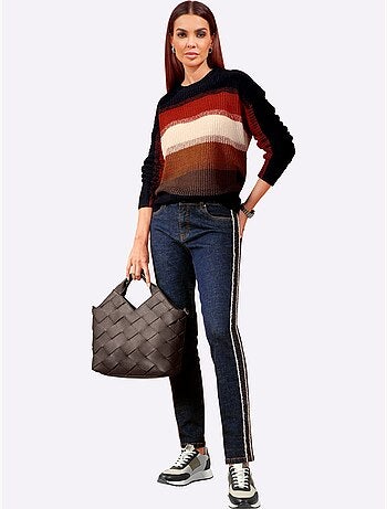 Pull à rayures grosses mailles tendance - taille standard - helline