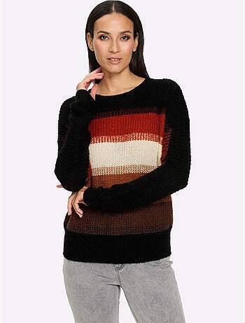 Pull à rayures grosses mailles tendance - taille standard - helline