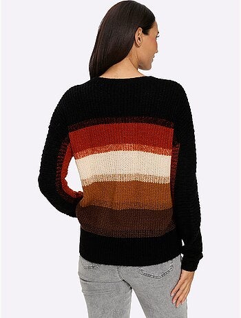 Pull à rayures grosses mailles tendance - taille standard - helline