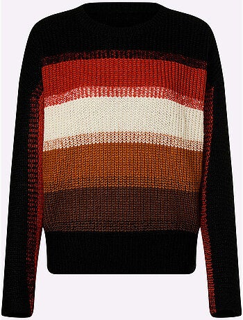 Pull à rayures grosses mailles tendance - taille standard - helline