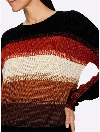Pull à rayures grosses mailles tendance - taille standard - helline