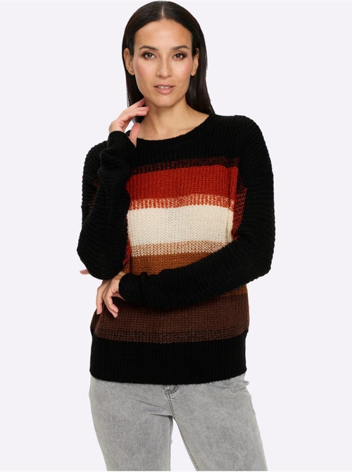 Pull à rayures grosses mailles tendance - taille standard - helline - Kiabi