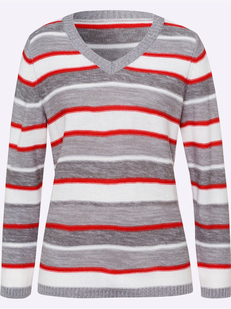 Pull à Rayures Maille Perlée Attrayante - Taille Standard - Moda Vilona Rose - Kiabi