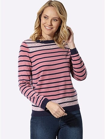 Pull à rayures motif à rayures tendance - taille standard - moda vilona