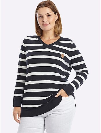Pull à Rayures Rayures Décontractées - Taille Standard - Sheego