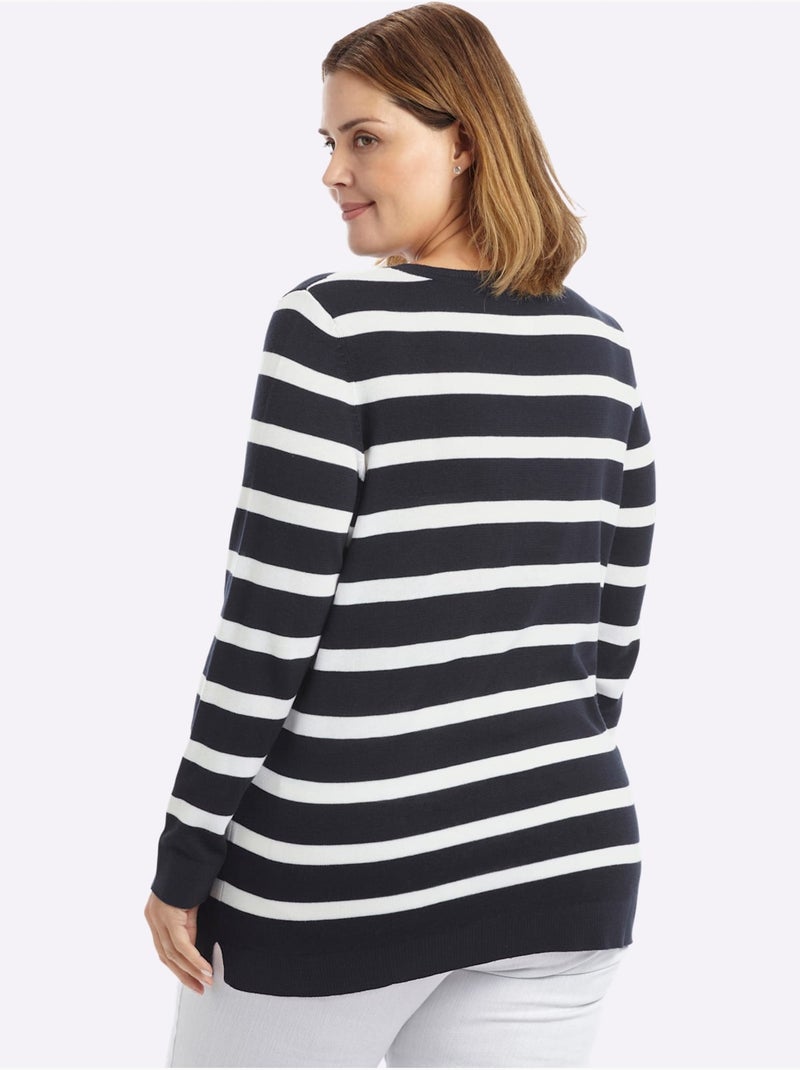 Pull à Rayures Rayures Décontractées - Taille Standard - Sheego Bleu Blanc - Kiabi