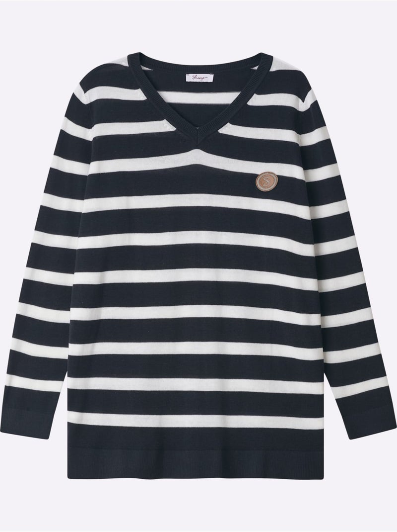 Pull à Rayures Rayures Décontractées - Taille Standard - Sheego Bleu Blanc - Kiabi