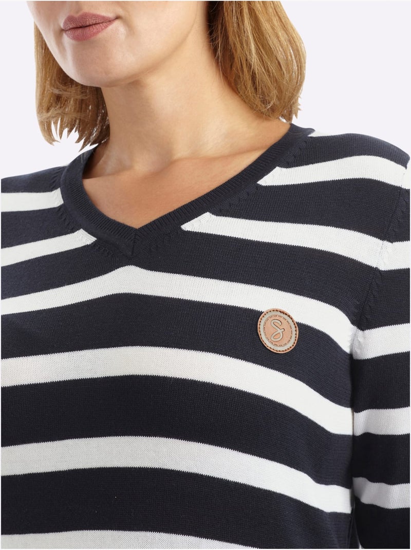 Pull à Rayures Rayures Décontractées - Taille Standard - Sheego Bleu Blanc - Kiabi