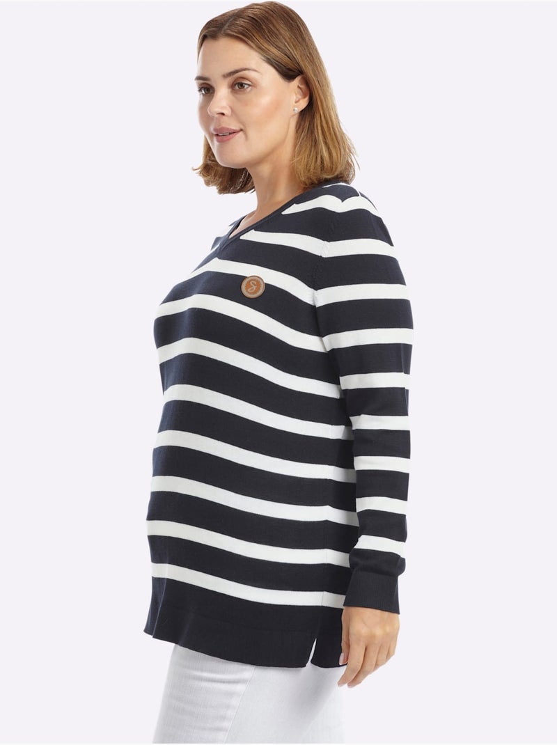 Pull à Rayures Rayures Décontractées - Taille Standard - Sheego Bleu Blanc - Kiabi