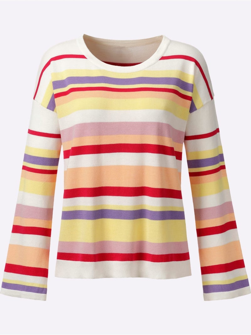 Pull à Rayures Rayures En Fils Teintés - Taille Standard - helline Écru/Jaune - Kiabi