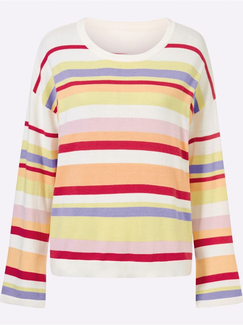 Pull à Rayures Rayures En Fils Teintés - Taille Standard - helline Écru/Jaune - Kiabi