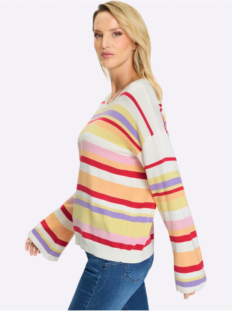 Pull à Rayures Rayures En Fils Teintés - Taille Standard - helline Écru/Jaune - Kiabi