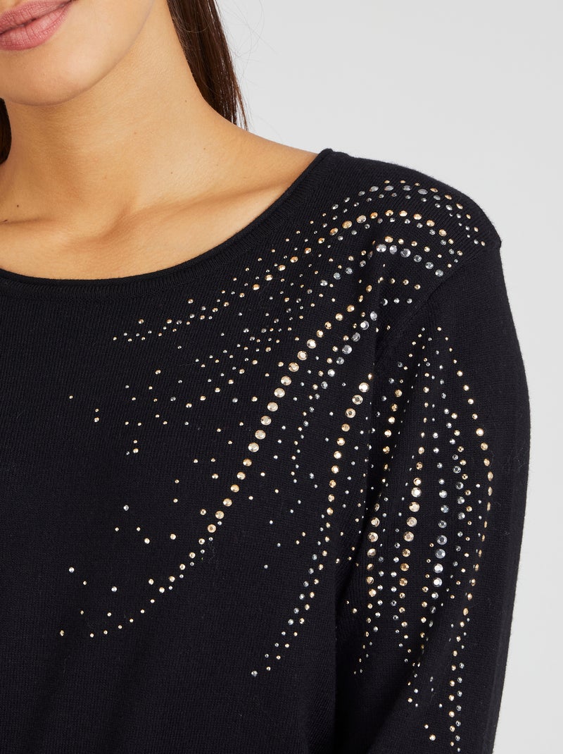 Pull à rivets fantaisie - Damart Noir - Kiabi