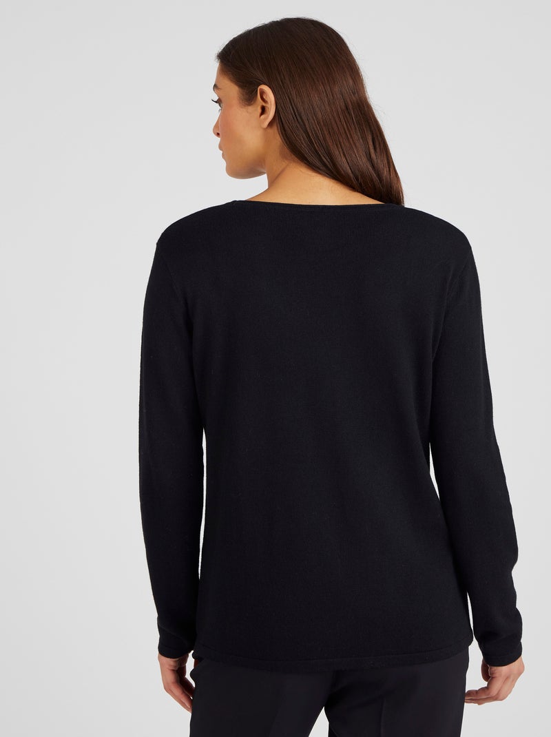 Pull à rivets fantaisie - Damart Noir - Kiabi