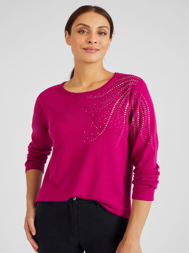 Pull à rivets fantaisie - Damart Rose fushia - Kiabi