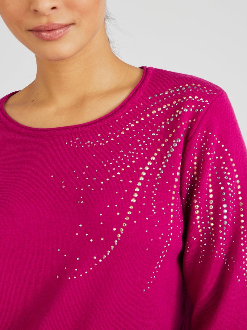Pull à rivets fantaisie - Damart Rose fushia - Kiabi