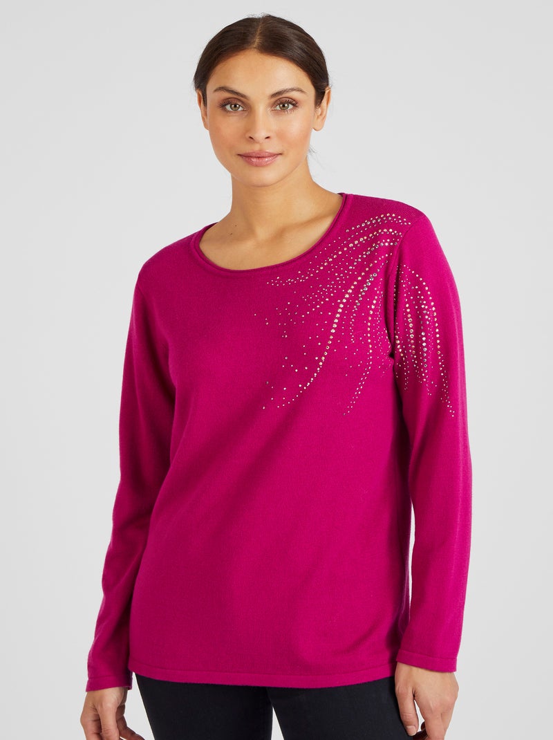 Pull à rivets fantaisie - Damart Rose fushia - Kiabi