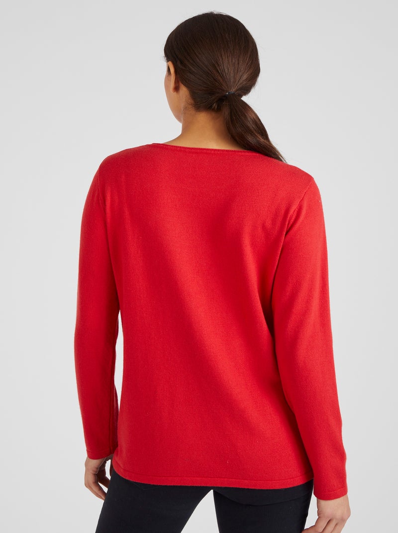 Pull à rivets fantaisie - damart Rouge - Kiabi