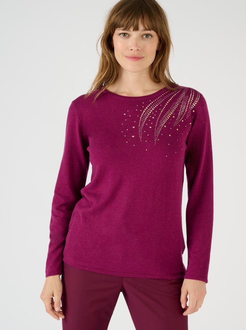 Pull à sequins - Damart Rouge pourpre - Kiabi