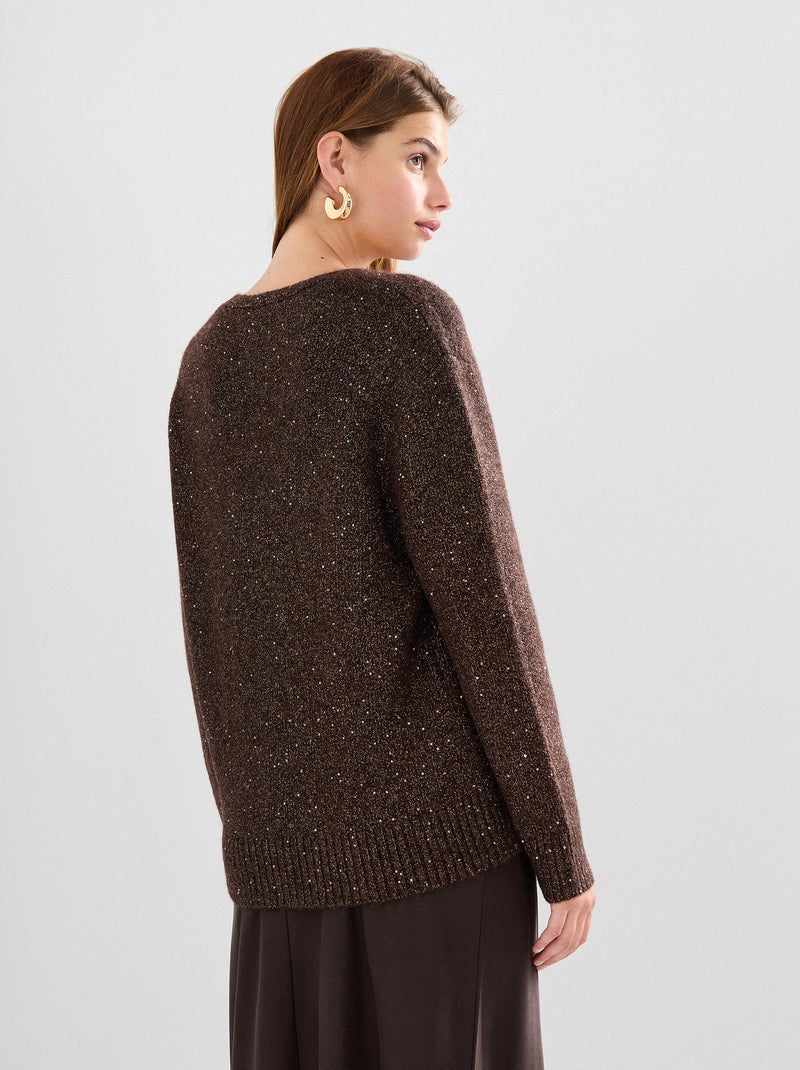 Pull à sequins, MO Fashion Marron - Kiabi