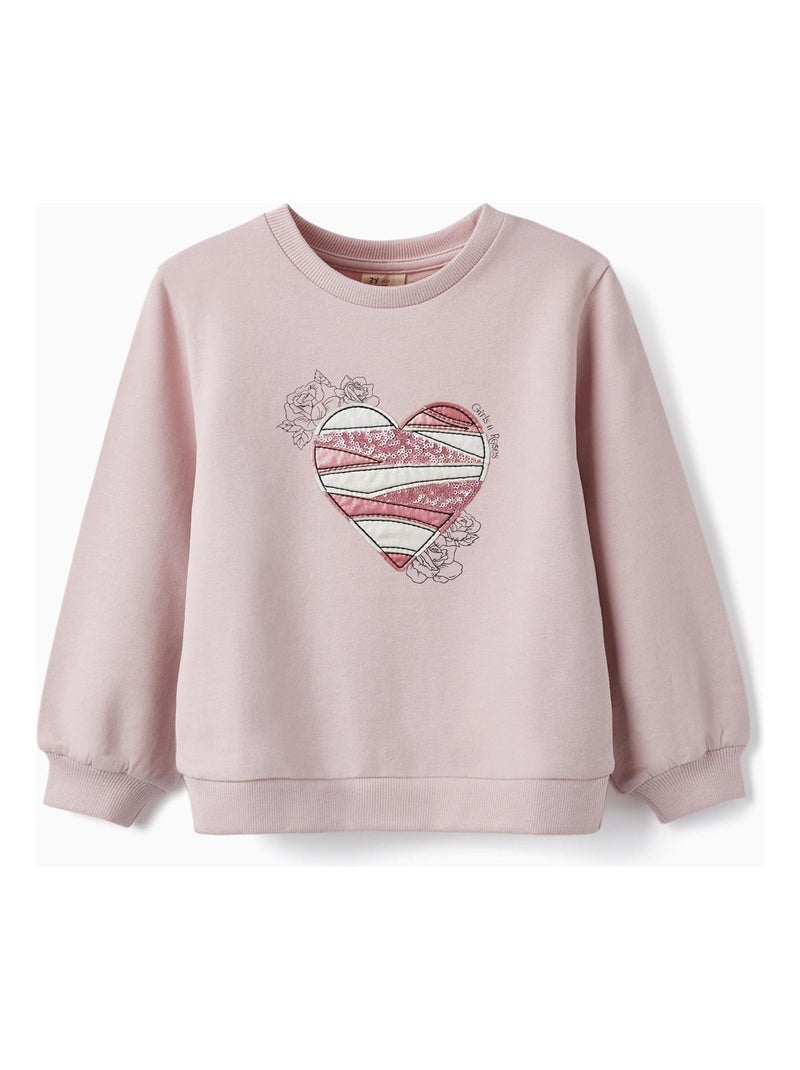 Pull à Sequins pour Fille 'Cœur - Girls N' Roses'   GIRLS N' ROSES Mauve - Kiabi