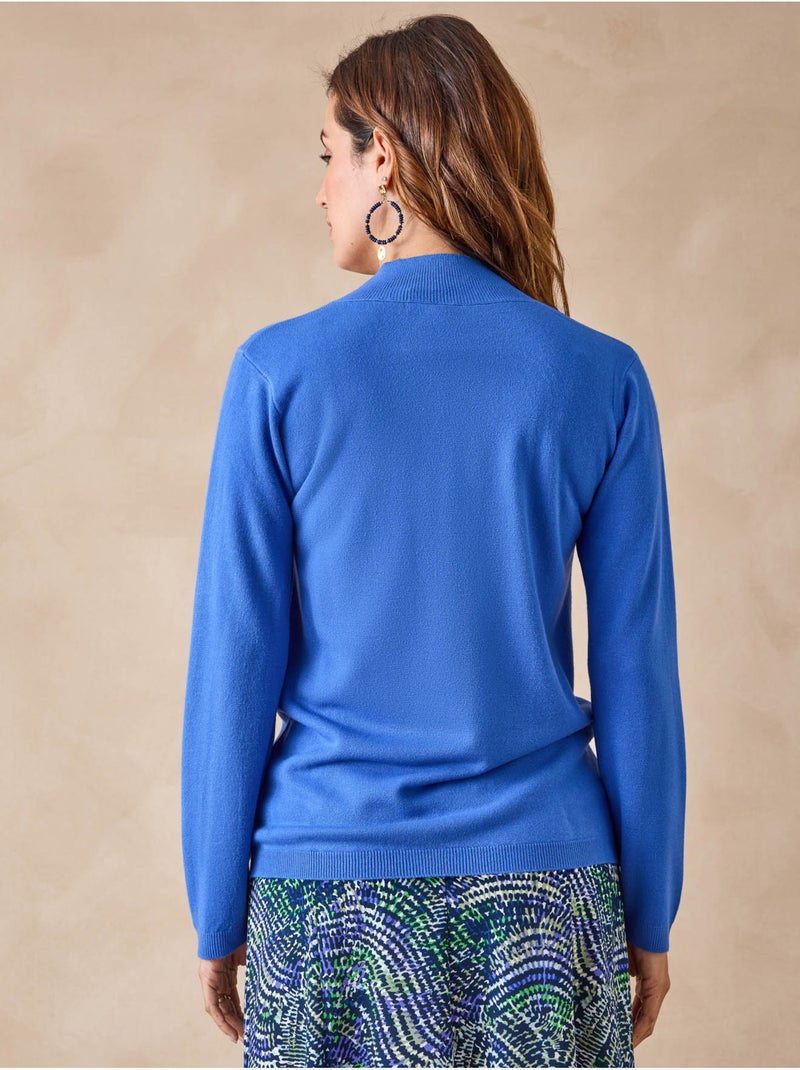 Pull à torsades col montant - DAXON Bleu - Kiabi