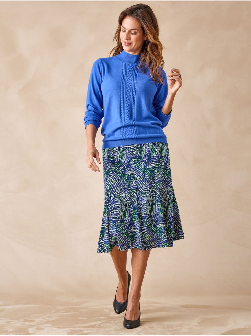 Pull à torsades col montant - DAXON Bleu - Kiabi