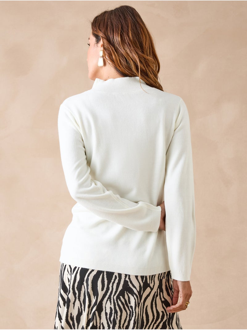 Pull à torsades col montant - DAXON Ecru - Kiabi