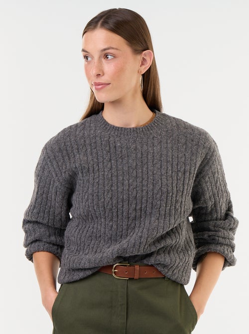 Pull à torsades col rond - Kiabi