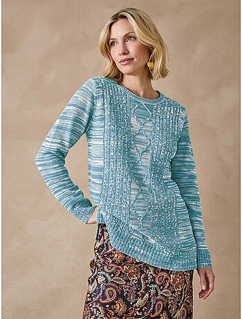 Pull à torsades encolure ronde - DAXON