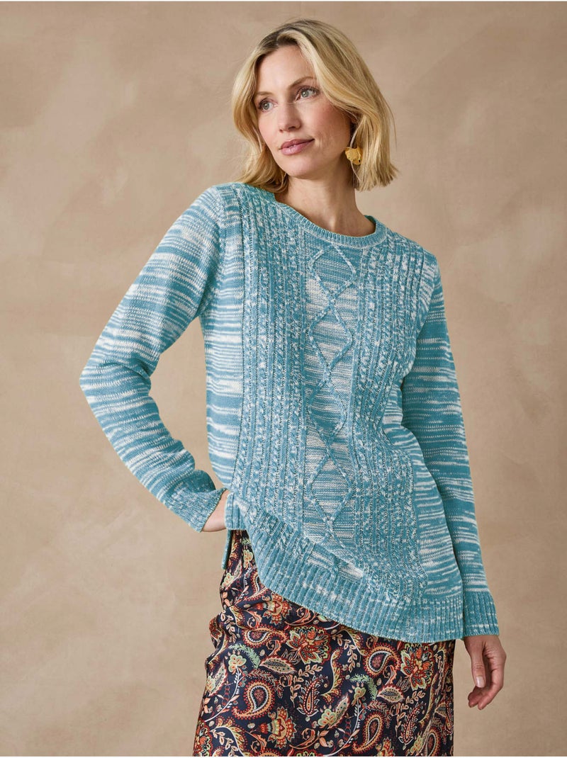 Pull à torsades encolure ronde - DAXON Bleu - Kiabi